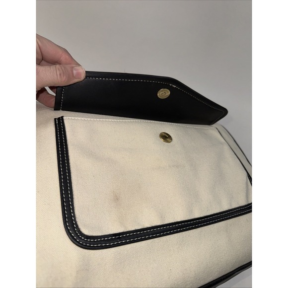 Missnine Laptop Tote Bag Canvas for Women 15.6 Computer Briefcase Black & Cream - Picture 6 of 16